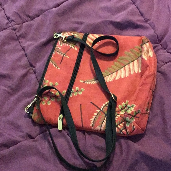 DANNY K BAGS bucket bag CrossBody strap  Made in USA  10"x10" x2"  red & black - Picture 1 of 6
